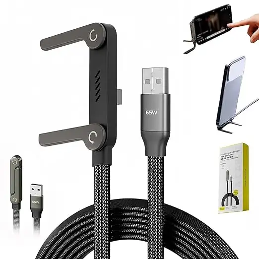 Adjustable Phone Stand Charging Cable with Fast Power Support