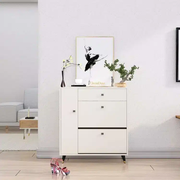 Storage Cabinet with Flip Drawer & Organizer